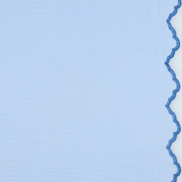 Musselin  Bogenkante Hellblau